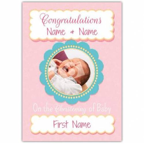 Congratulations Christening Pink Photo Card