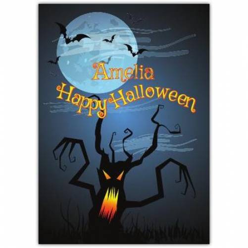 Happy Halloween Scary Tree Card