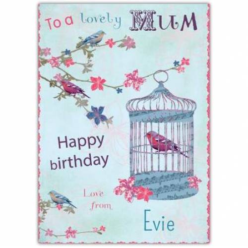 To A Lovely Mum Birdcage Birthday Card