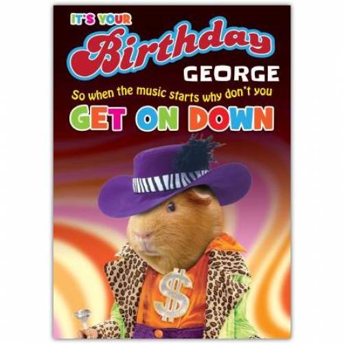 Get On Down Pimp Birthday Card
