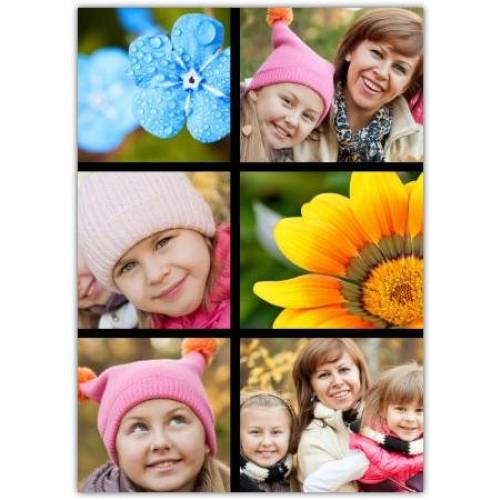 Four Photos And Two Flower Block Card