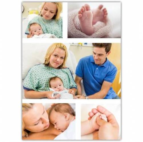 Three Photos With Baby Feet And Hand Card
