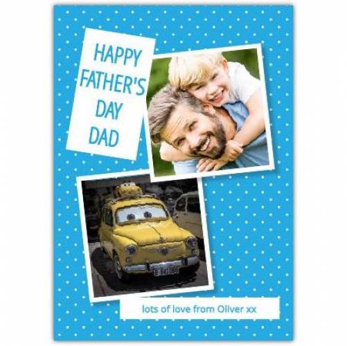 One Photo Blue Polka Dot Father's Day Card