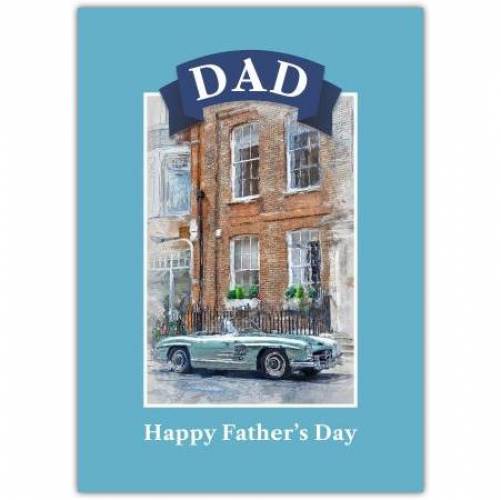 Vintage Car Blue Painting Father's Day Greeting Card