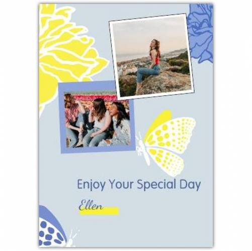 Two Photo Special Day Butterfly Greeting Card