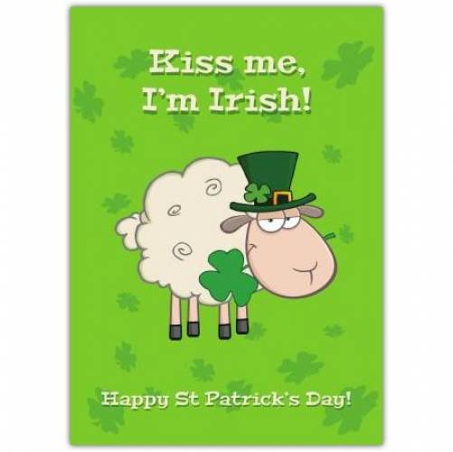 Sheep Kiss Me I'm Irish Patrick's Day Card