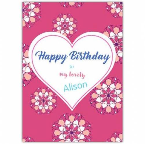 Happy Birthday Big Heart With Pink Background Card