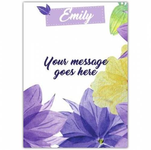Purple Flower With Name At Top Card