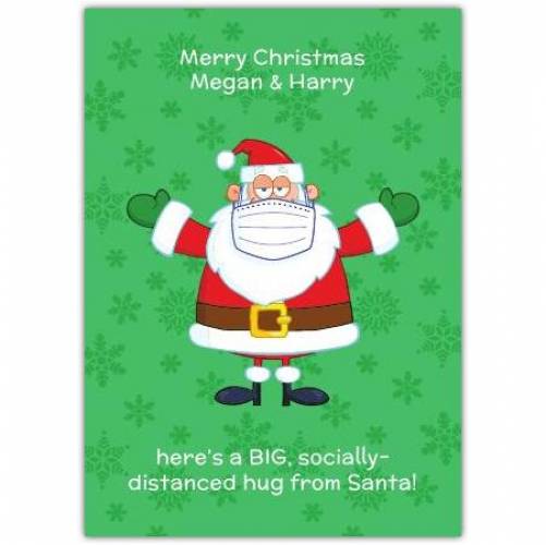 Socially Distanced Hug From Santa Christmas Card
