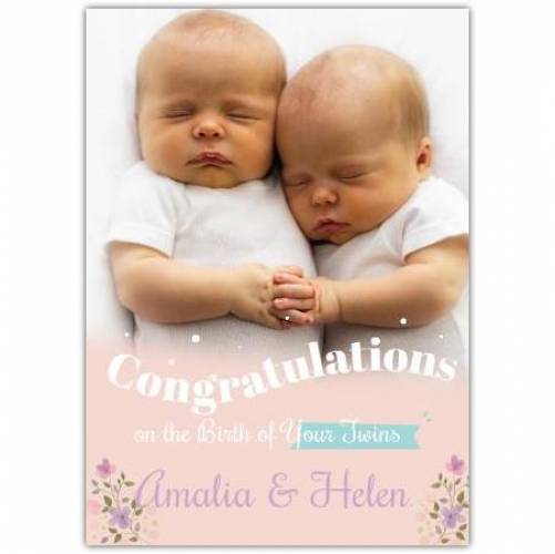Congraulations On Your Twins Flowers Card