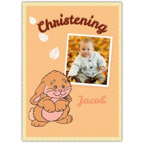 Christening Bunny With Orange Background  Card