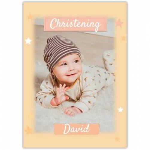 Christening Orange Stars And Background  Card