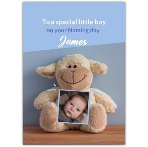 New Baby Boy Sheep Teddy  Card
