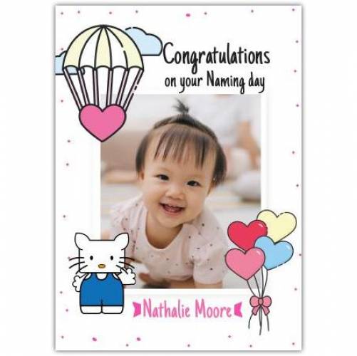 Congratulations New Baby Girl Heart Balloons  Card
