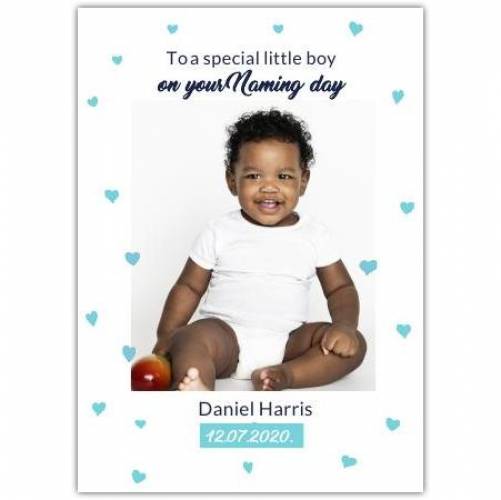 New Baby Boy Blue Hearts  Card