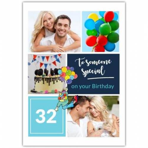 Happy Birthday Balloons And Cake With Photos Card