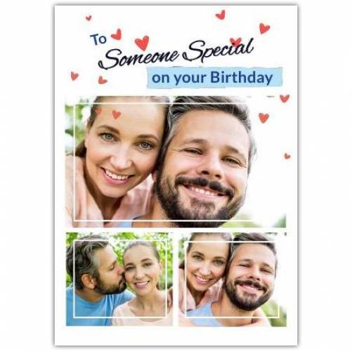 Happy Birthday 3 Photos With Red Hearts Card