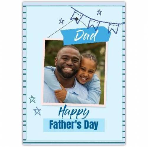 Happy Father's Day Blue Banners And Stars  Card