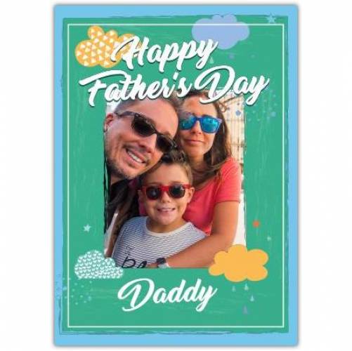 Happy Father's Day Green Background With Clouds Card