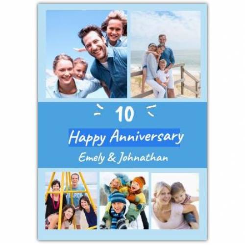 Happy Anniversary Blue With 5 Frames  Card