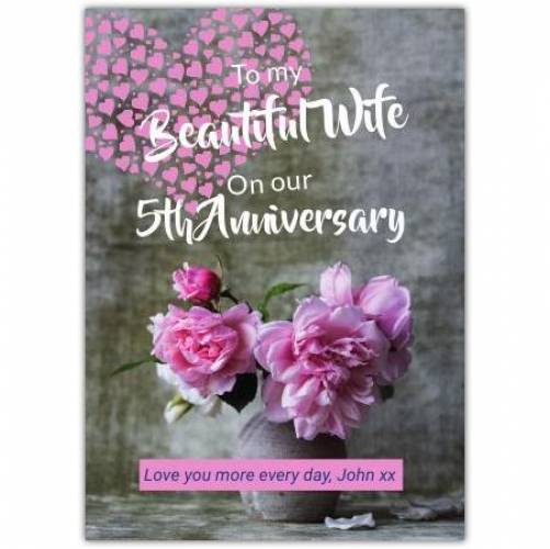 Happy Anniversary To My Wife Vase With Flowers  Card