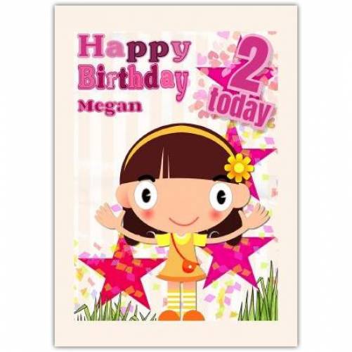 Happy Birthday Little Girl With Stars Card