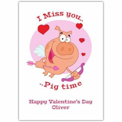 Happy Valentines Day Pig As Cupid  Card