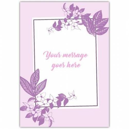 Any Message Pruple Frame And Flowers Card
