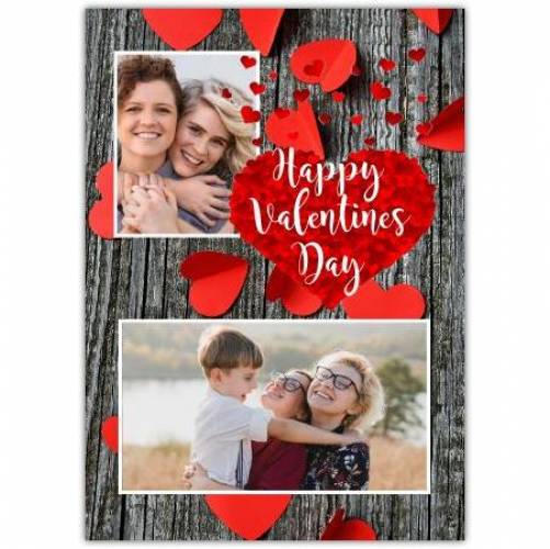 Happy Valentines Day Paper Hearts Card