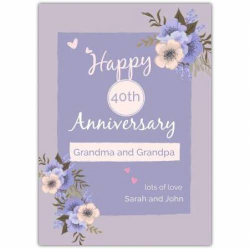 Happy Anniversary Pink And Purple Flowers  Card