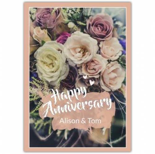 Happy Anniversary Neutral Colour Roses  Card