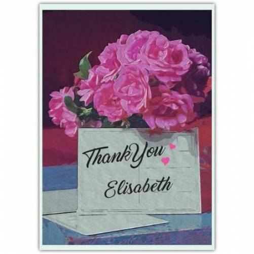 Thank You Pretty Pink Flowers Card