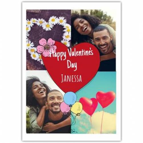 Valentines Day Photo Heart Balloons Greeting Card