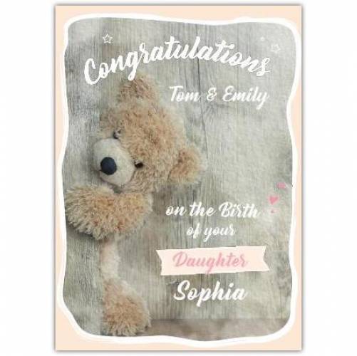 Congratulations Birth New Baby Teddy Bear Card