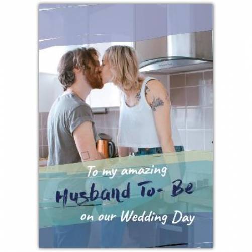Husband To Be Photo Upload Blue Greeting Card