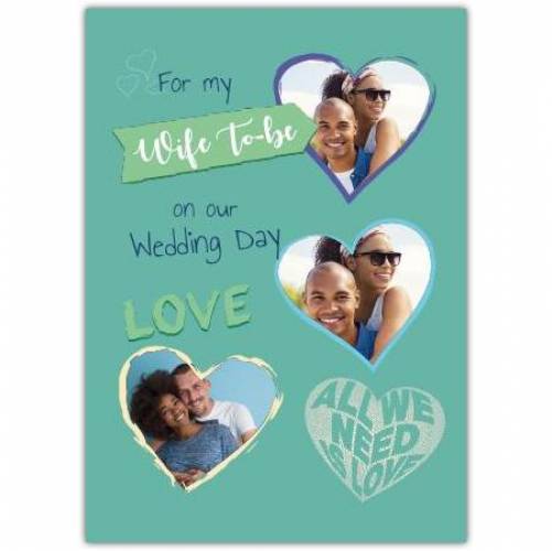 Wedding Day Photo Hearts Greeting Card