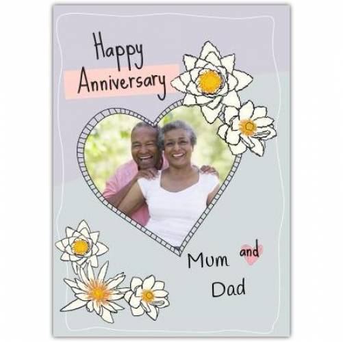 Anniversary Photo Upload Sketch Heart Greeting Card