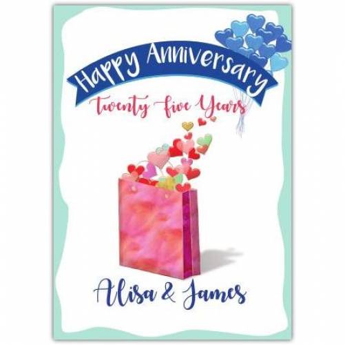 Anniversary Bag Of Hearts Greeting Card