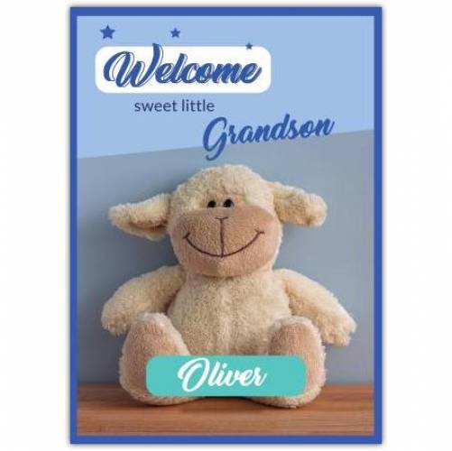 Baby Relation Blue Sheep Teddy Greeting Card