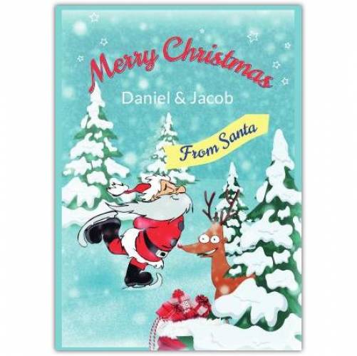 Christmas Santa Scating Greeting Card