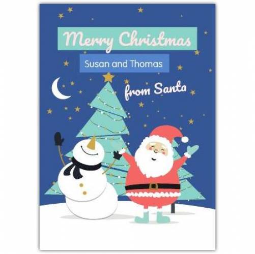 Christmas Santa & Snowman Greeting Card