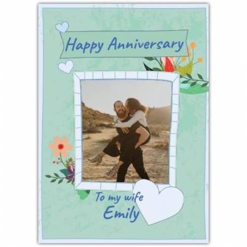 Anniversary Photo Sketch Flowers Greeting Card