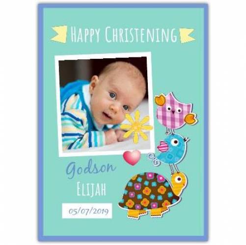 Christening Photo Patchwork Pals Greeting Card