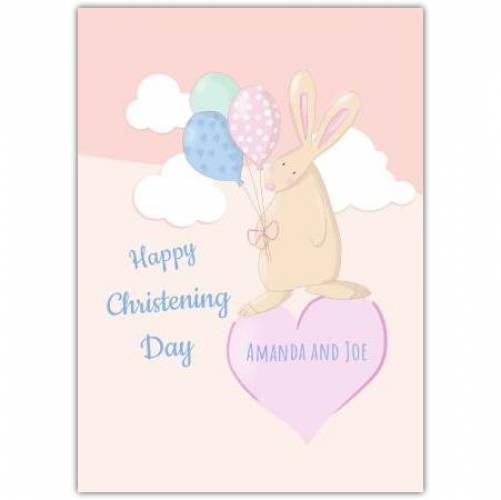 Christening Bunny Heart Greeting Card