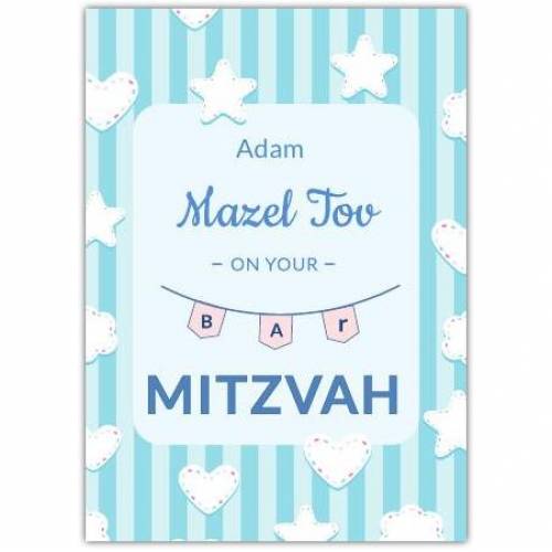 Bar Mitzvah Stars & Hearts Greeting Card