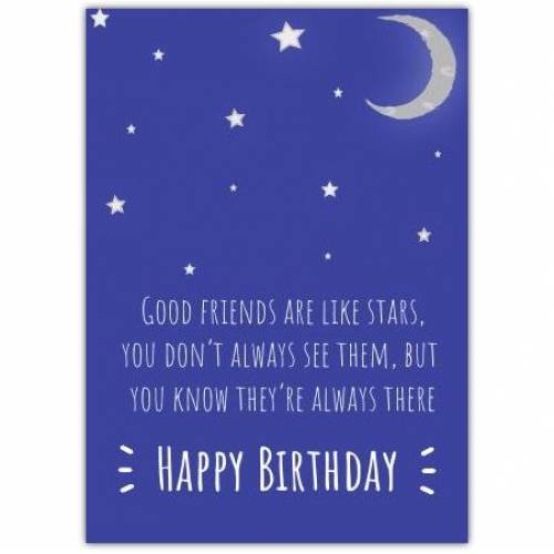 Happy Birthday Friend Stars Moon Greeting Card