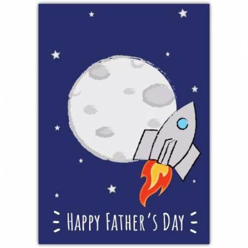 Fathers Day Moon Rocket Greeting Card