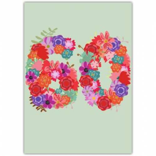 Happy Birthday 60th Flowers Greeting Card