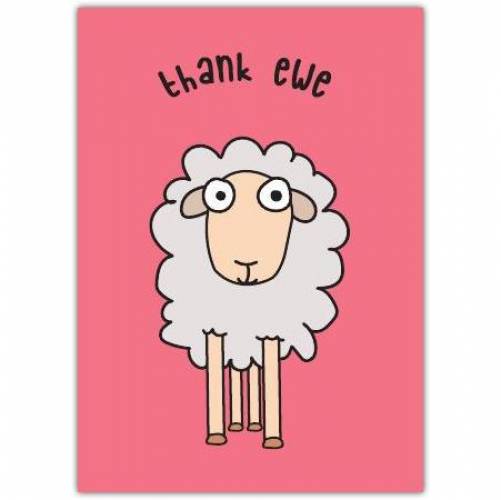 Thank You Ewe Sheep Pink Greeting Card