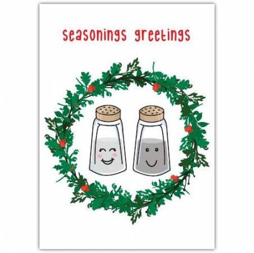 Seasons Greetings Salt Pepper Christmas Greeting Card